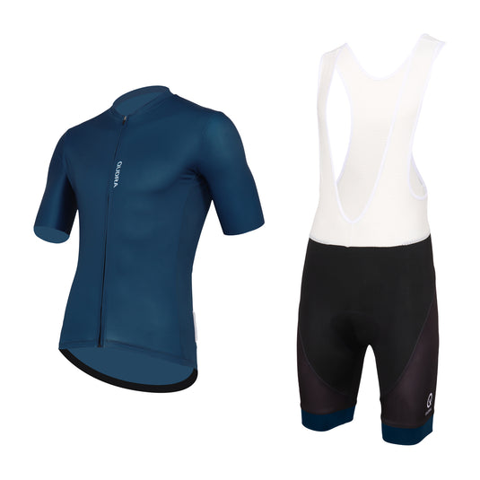 Qudra Cycling Jersey and Bib Tights Top with Short Pants Navy Blue 064